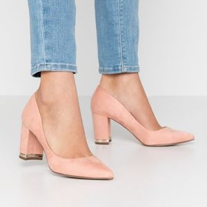 Spring Nelly Pink Suede Block Heel Pump